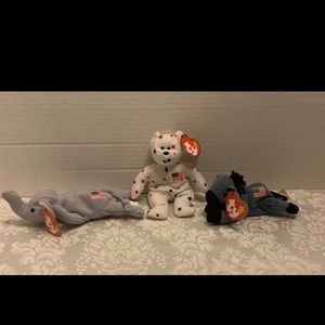 Vintage Ty Teenie Beanie Babies patriotic lot of 3